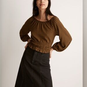 Madewell Brown Plaid Women's Top